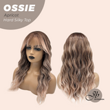 JBEXTENSION 22 Inches Scalpiana Long Wave Apricot 3.5X4 Hard Silky Top Natural Scalp Effect Wig with Bangs OSSIE APRICOT