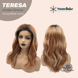 JBEXTENSION 18 Inches Amber Bronze Pre-Cut Snowflake Lace Frontlace Glueless Wig TERESA AMBER BRONZE【PERMATEASE】【BENDY EAR TABS】- M/L