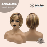 JBEXTENSION 10 Inches Bob Cut Mix Copper Pre-Cut Side Part Snowflake Lace Frontlace Glueless Wig ANNALISA【BENDY EAR TABS】