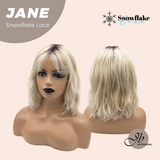 JBEXTENSION 13 Inches Mix Blonde Wave Pre-Cut T Part Snowflake Lace Frontlace Glueless Wig with Bangs JANE【BENDY EAR TABS】