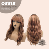 JBEXTENSION 22 Inches Scalpiana Long Wave Strawberry Truffle 3.5X4 Hard Silky Top Natural Scalp Effect Wig with Bangs OSSIE STRAWBERRY TRUFFLE