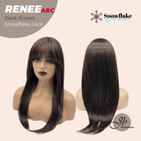 JBEXTENSION 21 Inches Dark Brown Pre-Cut Arc Snowflake Lace Frontlace Glueless Wig RENEE DARK BROWN【BENDY EAR TABS】