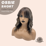 JBEXTENSION 14 Inches Scalpiana Wave Coffee Cream 3.5X4 Hard Silky Top Natural Scalp Effect Wig with Bangs OSSIE SHORT - COFFEE CREAM