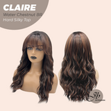JBEXTENSION 22 Inches Scalpiana Water Chestnut Brown 3.5X4 Hard Silky Top Natural Scalp Effect Women Wig with Bangs CLAIRE SILKY TOP - WATER CHESTNUT BROWN