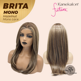 JBEXTENSION BRITA MONO Monofilament Handmade Wig 6X5 Full Monofilament Hand Tied Top Wig 22 Inches Hazelnut Mono Lace Wig with Anti-slip Silicone Strips Glueless Wig BRITA MONO HAZELNUT【BENDY EAR TABS】