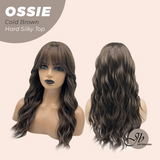 [PRE-ORDER] JBEXTENSION 22 Inches Scalpiana Long Wave Cold Brown 3.5X4 Hard Silky Top Natural Scalp Effect Wig with Bangs OSSIE COLD BROWN