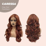 JBEXTENSION 22 Inches Copper Curly Wave Free Part Frontlae Wig CARESSA