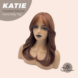 JBEXTENSION 18 Inches Scalpiana Curly Toasted Sienna 3.5X4 Hard Silky Top Natural Scalp Effect Wig with Bangs KATIE TOASTED SIENNA