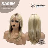 JBEXTENSION 18 Inches Dark Blonde Pre-Cut T Part Snowflake Lace Frontlace Glueless Wig KAREN DARK BLONDE【BENDY EAR TABS】