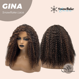 JBEXTENSION 16 Inches Deep Curly Black with Brown Highlight Pre-Cut Snowflake Lace Frontlace Glueless Wig GINA SNOWFLAKE【PERMATEASE】