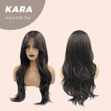 JBEXTENSION 26 Inches Tea Black Darkest Brown Curly 3.5X4 Hard Silky Top Natural Scalp Effect Wig KARA