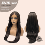JBEXTENSION 26 Inches Dark Brown Pre-Cut Free Part Frontlace Glueless Wig EVIE LONG