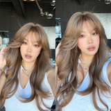 JBEXTENSION 24 Inches Long Light Brown Wig with Bangs YURI LIGHT BROWN