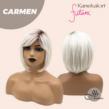 JBEXTENSION 13 Inches Short Silver Women Fashion Wig With Bangs CARMEN【PLUS PERMATEASE】【BENDY EAR TABS】
