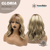 JBEXTENSION 14 Inches Curly Mix Blonde Wig with Bangs Pre-Cut T Part Snowflake Lace Frontlace Glueless Wig GLORIA MIX BLONDE