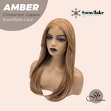 JBEXTENSION 21 Inches Straight Cinnamon Copper Pre-Cut T Part Snowflake Lace Frontlace Glueless Wig AMBER CINNAMON COPPER【BENDY EAR TABS】