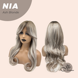 JBEXTENSION 24 Inches Curly Ash Blonde Wig with Bangs NIA ASH BLONDE