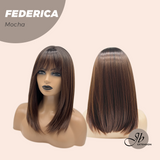 JBEXTENSION 16 Inches Short Bob Cut Mocha Wig with Bangs FEDERICA MOCHA