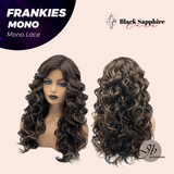JBEXTENSION FRANKIES MONO Monofilament Handmade Wig 6X5 Full Monofilament Hand Tied Top Wig 19 Inches Dark Brown Highlight Curly Mono Lace Handmade Futura Fiber Glueless Black Sapphire Wig FRANKIES MONO【BENDY EAR TABS】