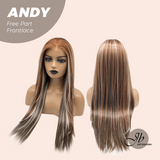 JBEXTENSION 27 Inches Long Straight Bronze Pre-Cut Free Part Frontlace Glueless Wig ANDY