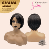JBEXTENSION SHANA MONO Monofilament Handmade Wig 6X5 Full Monofilament Hand Tied Top Wig 10 Inches Natural Black Mono Lace Handmade Futura Fiber Wig With Anti-slip Silicone Strips Glueless Wig SHANA MONO NATURAL BLACK【BENDY EAR TABS】