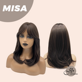 JBEXTENSION Peluca marrón fría con corte Bob corto de 16 pulgadas con flequillo FEDERICA