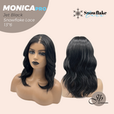 JBEXTENSION 16 Inches Jet Black Pre-Cut 13X6 Free Part Snowflake Lace Frontlace Glueless Wig MONICA PRO - JET BLACK【BENDY EAR TABS】