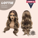 JBEXTENSION 28 Inches Mix Brown Long Wave Fiber X, Tangle Less Pre-Cut Free Part Frontlace Glueless Wig LOTTIE【FIBER X】