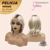 JBEXTENSION FELICIA MONO Full Monofilament Handmade Full Lace Full Hand Tied Wig 11 Inches Mix Blonde Mono Lace Handmade Futura Fiber Wig with Anti-slip Silicone Strips Glueless Wig FELICIA MONO - MIX BLONDE【BENDY EAR TABS】