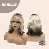 JBEXTENSION 12 Inches Bob Ombre Rooted Blonde Wavy Wig with Bangs BRIELLE
