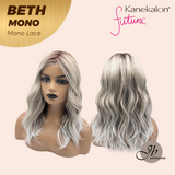 JBEXTENSION BETH MONO Monofilament Handmade Wig 6X5 Full Monofilament Hand Tied Top Wig 17 Inches Cream Grey Mono Lace Wig with Anti-slip Silicone Strips Glueless Wig BETH MONO【BENDY EAR TABS】