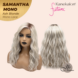 JBEXTENSION SAMANTHA MONO Full Monofilament Handmade Full Lace Full Hand Tied Wig 17 Inches Ash Blonde Mono Lace Handmade Futura Fiber Wig with Anti-slip Silicone Strips Glueless Wig SAMANTHA MONO ASH BLONDE【BENDY EAR TABS】