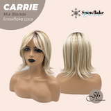 JBEXTENSION 11 Inches Short Hair Mix Blonde Pre-Cut T Part Snowflake Lace Frontlace Glueless Wig with Bangs CARRIE MIX BLONDE【BENDY EAR TABS】