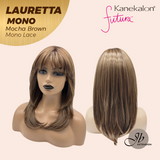 JBEXTENSION LAURETTA MONO Monofilament Handmade Wig 6X5 Full Monofilament Hand Tied Top Wig 17 Inches Mocha Brown Mono Lace Wig with Anti-slip Silicone Strips Glueless Wig LAURETTA MONO - MOCHA BROWN【BENDY EAR TABS】