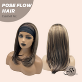 JBEXTENSION 18 Inches Camel Highlight Headband Wig POSE FLOW HAIR - CAMEL HIGHLIGHT