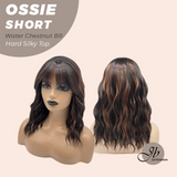 JBEXTENSION 14 Inches Scalpiana Wave Water Chestnut Brown 3.5X4 Hard Silky Top Natural Scalp Effect Wig with Bangs OSSIE SHORT - WATER CHESTNUT BROWN