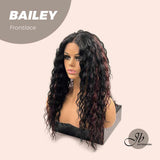 JBEXTENSION 26 inches Extra Curly Black With Red Highlight Frontlace Wig BAILEY