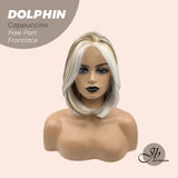 JBEXTENSION 12 Inches Bob Cut Mix Color With Blonde Brown Highlight Free Part Pre-Cut Frontlace Wig DOLPHIN CAPPUCCINO