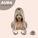 JBEXTENSION 26 Inches Long Ash Blonde Wig with Bangs AURA ASH BLONDE