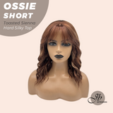 JBEXTENSION 14 Inches Scalpiana Wave Toasted Sienna 3.5X4 Hard Silky Top Natural Scalp Effect Wig with Bangs OSSIE SHORT - TOASTED SIENNA