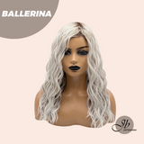 JBEXTENSION 18 Inches Wave Silver Wig with Dark Root Women Fashion Full Machine Wig BALLERINA【PERMATEASE】
