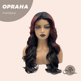 JBEXTENSION 23 Inches Curly Black Red Pre-Cut Frontlace Glueless Black Sapphire Wig OPRAHA
