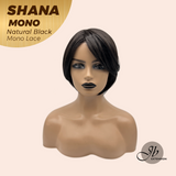 JBEXTENSION SHANA MONO Monofilament Handmade Wig 6X5 Full Monofilament Hand Tied Top Wig 10 Inches Natural Black Mono Lace Handmade Futura Fiber Wig With Anti-slip Silicone Strips Glueless Wig SHANA MONO NATURAL BLACK【BENDY EAR TABS】