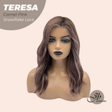 JBEXTENSION 18 Inches Camel Pink Pre-Cut Snowflake Lace Frontlace Glueless Wig TERESA CAMEL PINK【PERMATEASE】【BENDY EAR TABS】- S/M