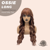 JBEXTENSION 28 Inches Scalpiana Long Wave Toasted Sienna 3.5X4 Hard Silky Top Natural Scalp Effect Wig with Bangs OSSIE LONG - TOASTED SIENNA