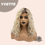 JBEXTENSION 14 Inches Extra Curly Blonde with Brown Highlight Wig Women Fashion Full Machine Wig YVETTE【PERMATEASE】