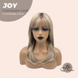 JBEXTENSION 19 Inches Champagne Gold Pre-Cut Arc Snowflake Lace Frontlace Glueless Wig JOY CHAMPAGNE GOLD【BENDY EAR TABS】