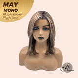 JBEXTENSION MAY MONO Monofilament Handmade Wig 6X5 Full Monofilament Hand Tied Top Wig 14 Inches Maple Brown Mono Lace Wig with Anti-slip Silicone Strips Glueless Wig MAY MONO - MAPLE BROWN【BENDY EAR TABS】