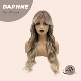 JBEXTENSION 29 Inches Long Body Wave Mix Blonde Wig With Bangs DAPHNE MIX BLONDE