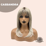 JBEXTENSION 18 Inches Ash Blonde White Wig with Bangs Women Fashion Full Machine Wig CASSANDRA【PERMATEASE】